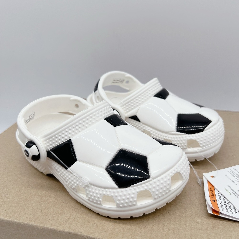 Crocs Classic Sports Kid's Soccer Clogs White Black Size C 7